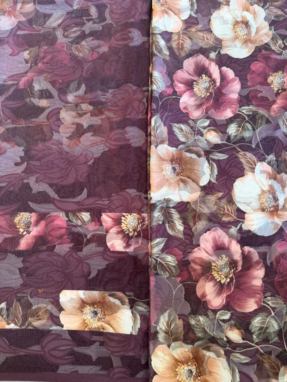 طقم حرير جاكارد شيفون مع شيلة...،