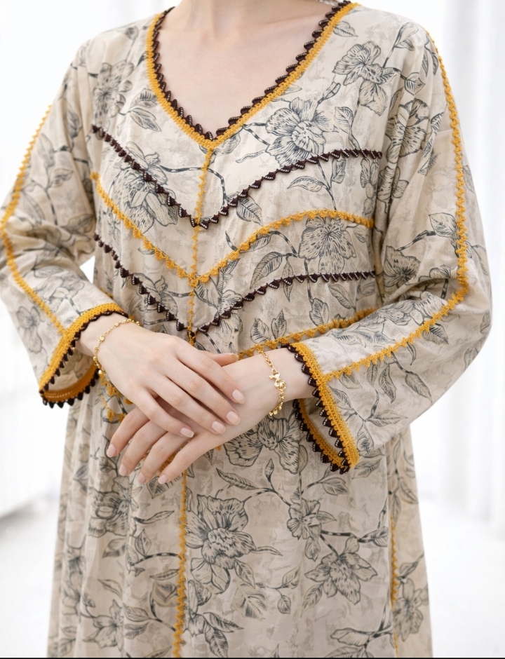 جلابية قطن مزراي شغل كروشيه....