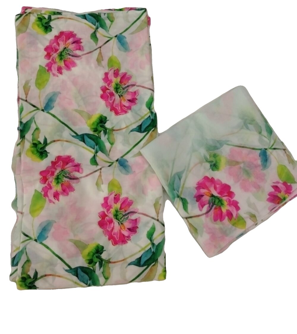 طقم قماش قطن مع شيلة...